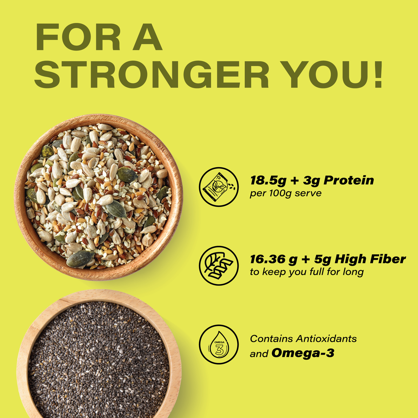 Roasted 6 in 1 Mix Seeds 250g and Raw Chia Seeds 500g Combo - 750g