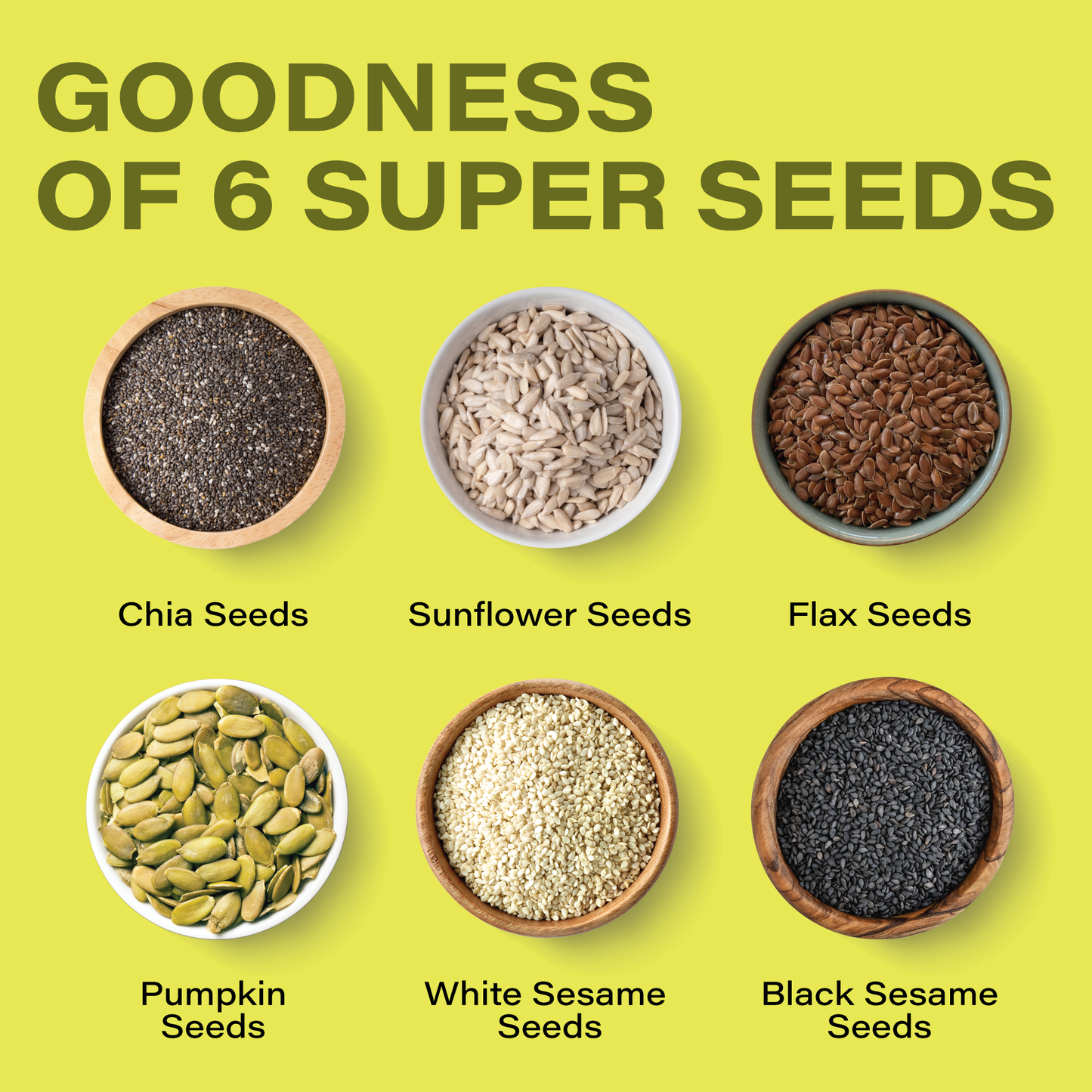 Roasted 6 in 1 Mix Seeds 250g and Raw Chia Seeds 500g Combo - 750g