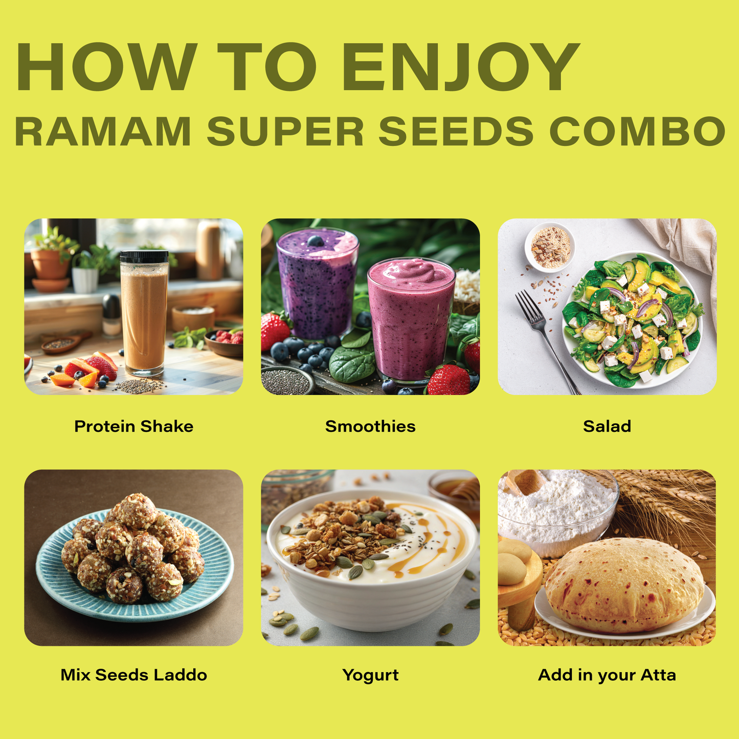 Roasted 6 in 1 Mix Seeds 250g and Raw Chia Seeds 500g Combo - 750g