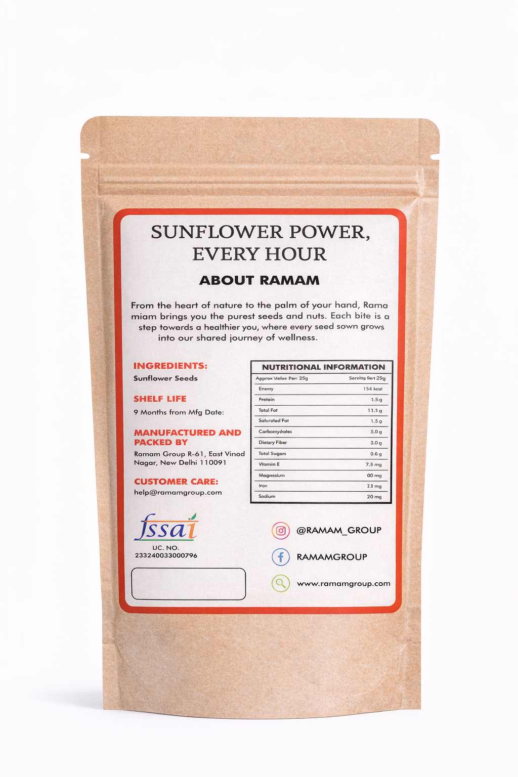 Ramam Roasted Sunflower Seeds 200g | Healthy Protein Snack for Diet Food | Surajmukhi Seeds Full of Protein, Vitamin-E, Antioxidants & Fibre | Plant-Based Protein for Weight Management | Rich In Magnesium