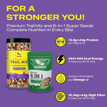 Ramam 6 in1 Mix Roasted Seeds 250g & Nutriboost Premium 7 in 1 Trail Mix 200g