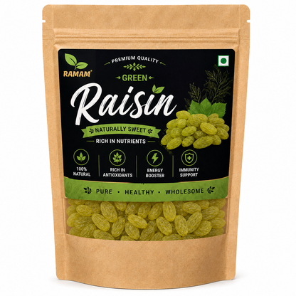 Ramam Green Raisins | Premium Natural Kishmish, Sweet & Juicy Dry Fruits, Healthy Snacking - Pack of 1