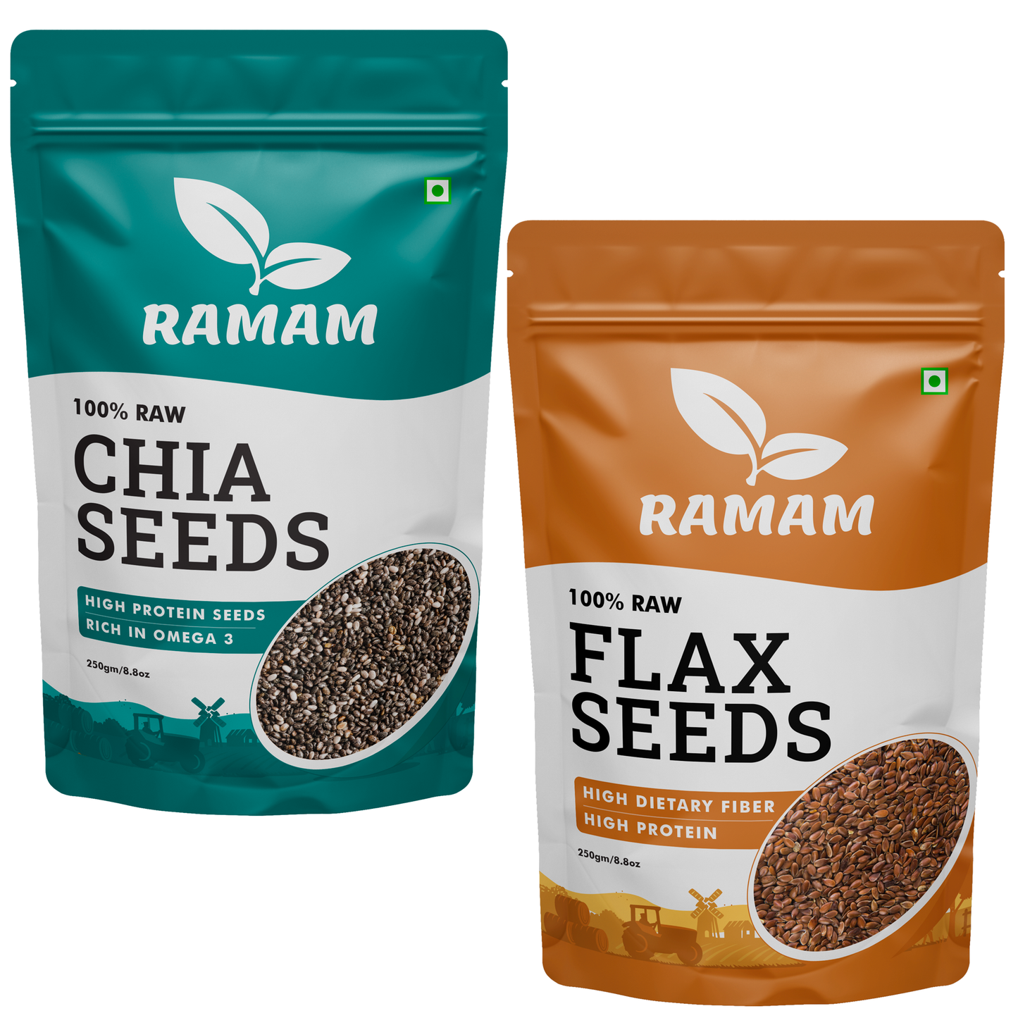 Chia Seeds & Flax Seeds Combo 250g Each