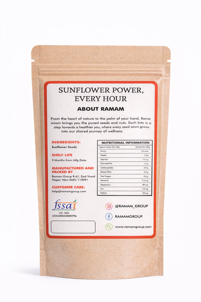 Ramam Roasted Sunflower Seeds 200g | Healthy Protein Snack for Diet Food | Surajmukhi Seeds Full of Protein, Vitamin-E, Antioxidants & Fibre | Plant-Based Protein for Weight Management | Rich In Magnesium