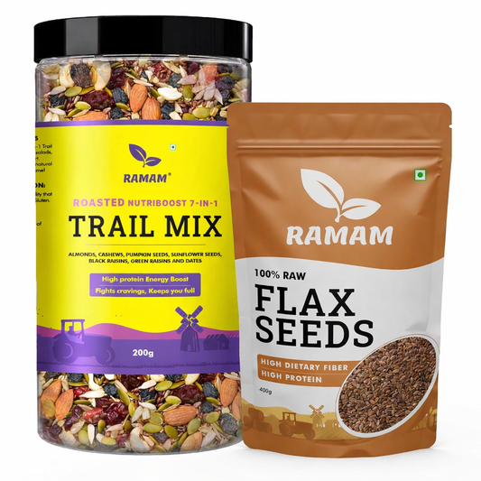 Ramam Flax Seeds 400g & Nutriboost Premium 7 in 1 Trail Mix 200g