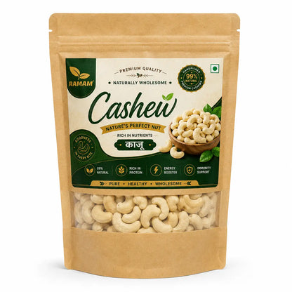 Ramam Premium Cashews | Whole Cashew Nuts, Dry Fruits, Kaju, Healthy Snacking & Cooking - Pack of 1