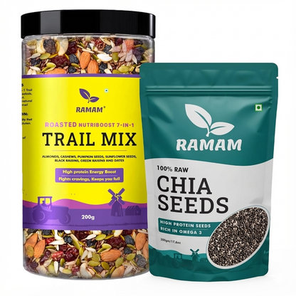 Ramam Nutriboost Premium 7 in 1 Trail Mix 200g & Chia Seeds 500g