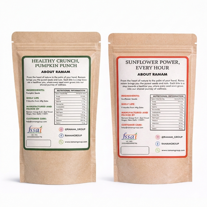 Ramam Roasted Pumpkin Seeds & Sunflower Seeds Combo Pack (2 × 150g)