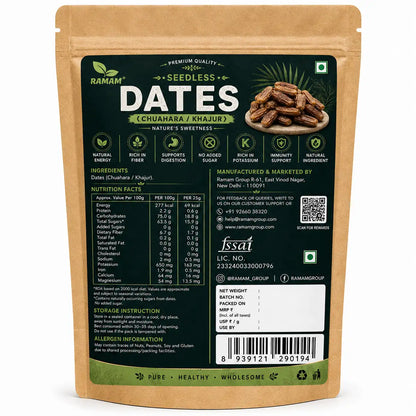 RAMAM Seedless Dates Chuara Khajur Dry Fruit - Pack of 1