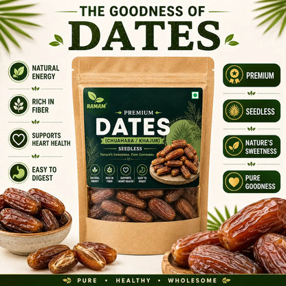RAMAM Seedless Dates Chuara Khajur Dry Fruit - Pack of 1