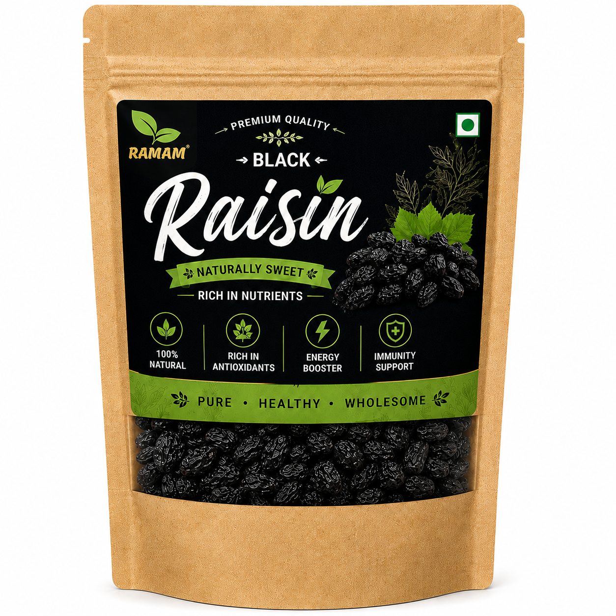 Ramam Black Raisins | Pack of 1 | Premium Seedless Kali Kishmish, Natural Dry Fruits, Healthy Snacking