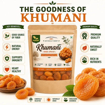 Ramam Khumani Dried Apricot, Dry Fruit for Everyday Snacking, Cooking and Baking - Pack of 1
