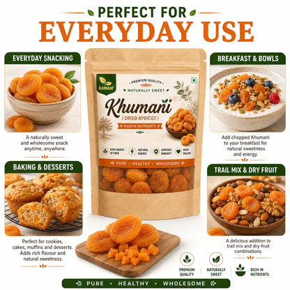Ramam Khumani Dried Apricot, Dry Fruit for Everyday Snacking, Cooking and Baking - Pack of 1