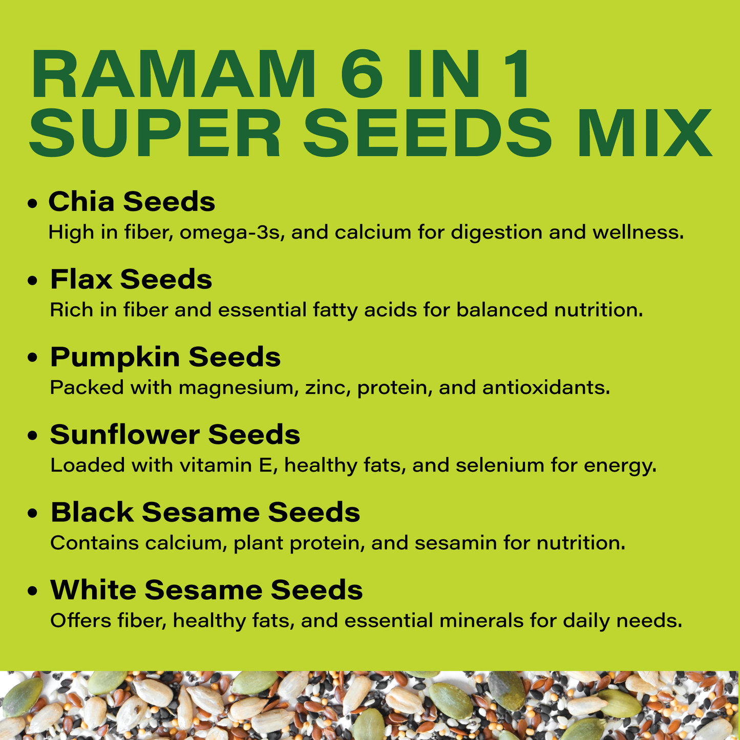 Roasted 6-in-1 Super Seeds Mix & Ready-to-Eat, High Protein & Fiber - 250g Pack